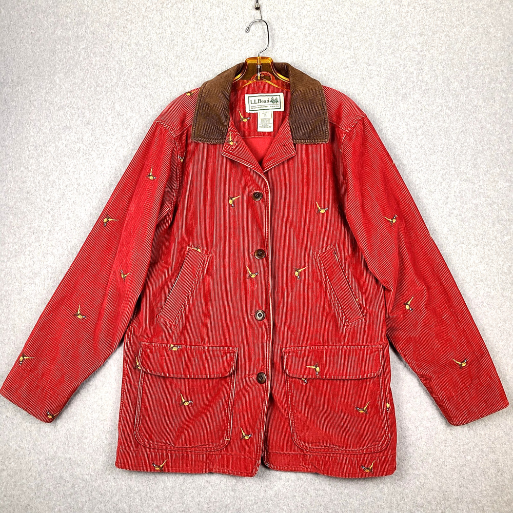 LL Bean Vintage Archive Red Corduroy Pheasant Barn Jacket Coat Women’s Medium